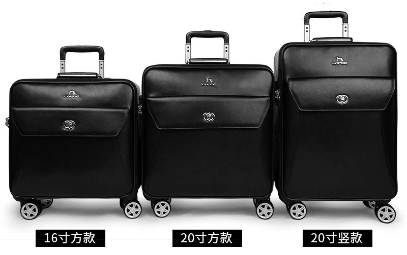 Genuine Top Layer Leather 16"20" Inch Built-in Trolley Wheeled Luggage Business Travel Boarding Luggage Bag Suitcase Case (CY5905)