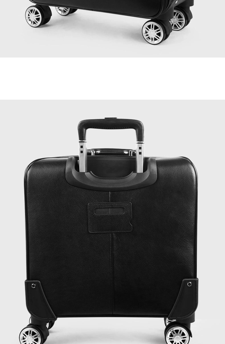 16" 20" Inch Genuine Top Layer Leather Built-in Wheels Trolley Luggage Business Travel Boarding Suitcase Bag Case (CY6855)