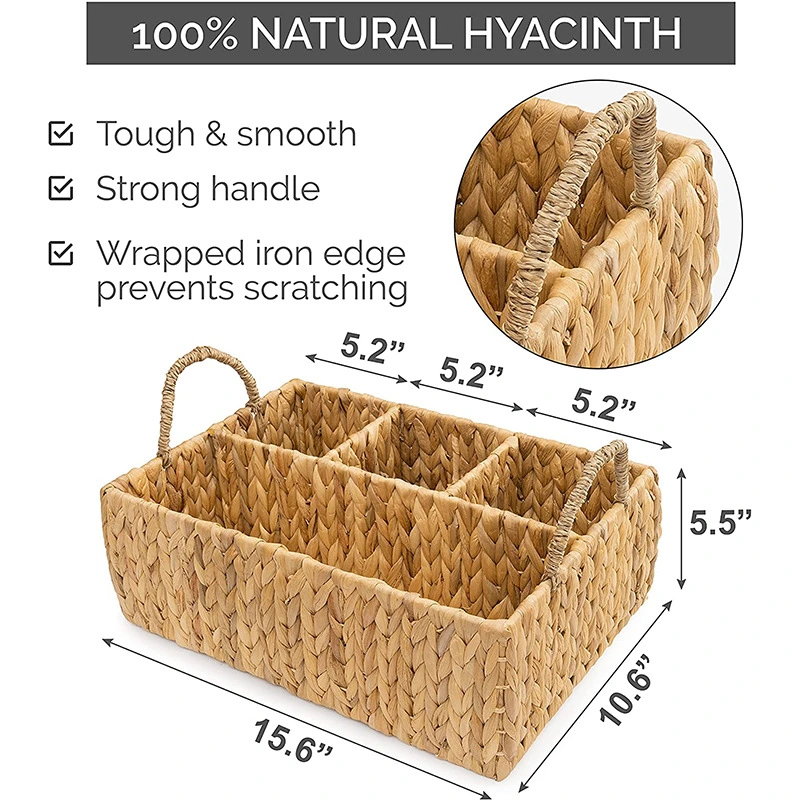 Wicker Woven Four-Section Storage Basket for Seasoning Spicy