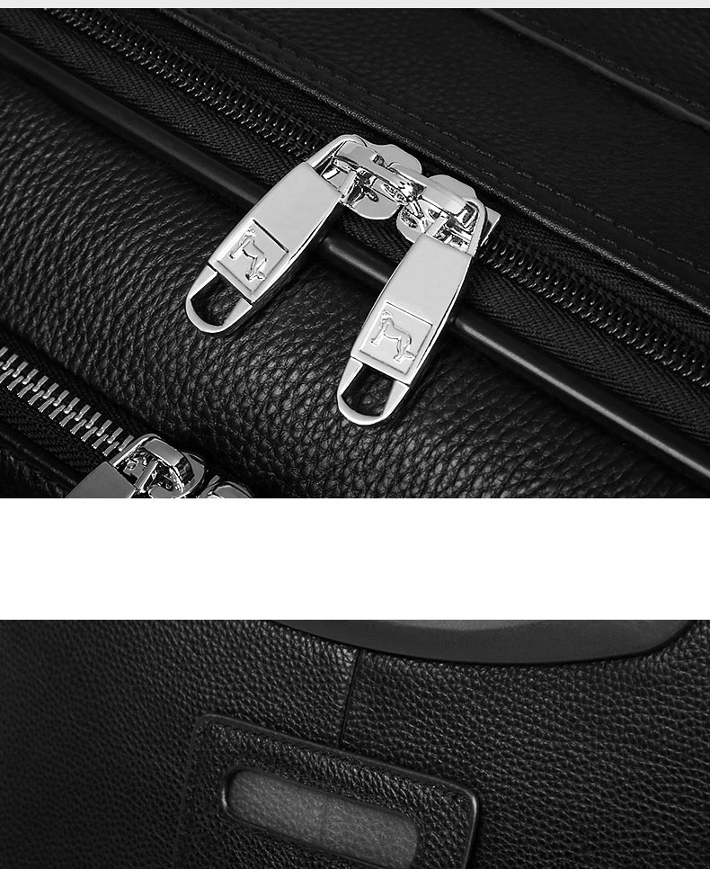 16" 20" Inch Genuine Top Layer Leather Built-in Wheels Trolley Luggage Business Travel Boarding Suitcase Bag Case (CY6855)