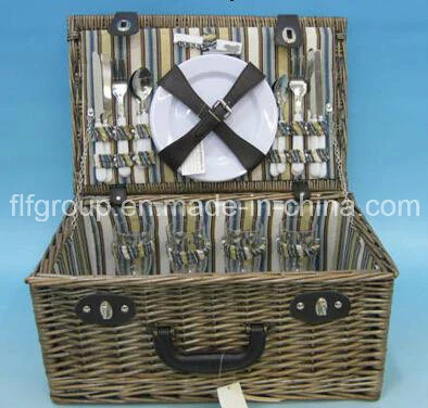 Customized Two Person Picnic Willow Basket with Natural Color