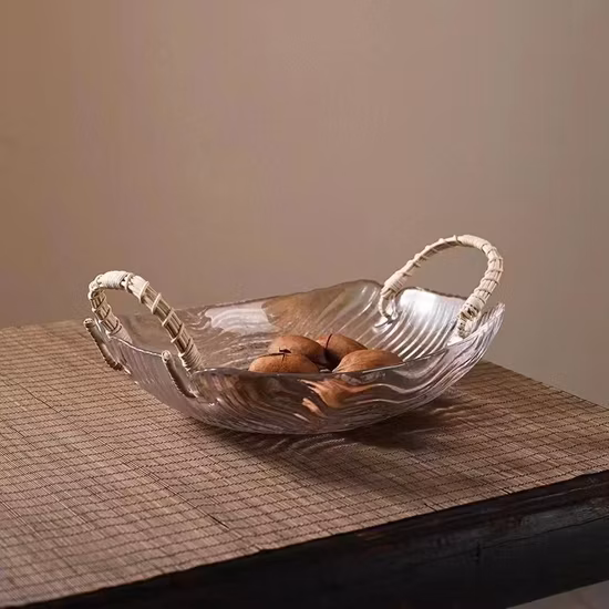 Corbeille à pain aux fruits en verre décorée à la main Mini corbeille à fruits en verre de pique-nique